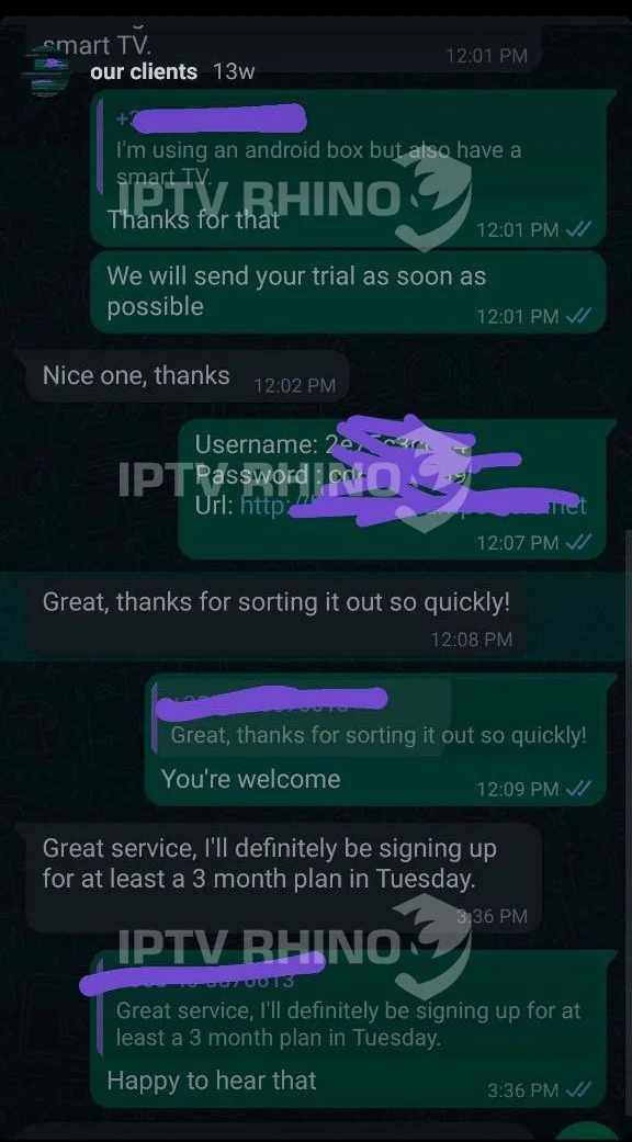 IPTV Rhino Customer Testimonials - Trusted IPTV Provider